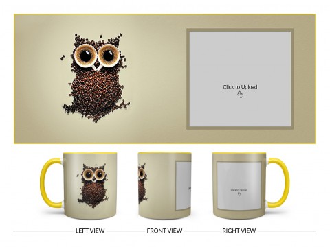 Coffee Beans For Coffee Lovers Design On Dual Tone Yellow Mug