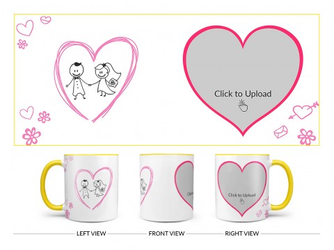 Couple In Wedding Celebrations Design On Dual Tone Yellow Mug