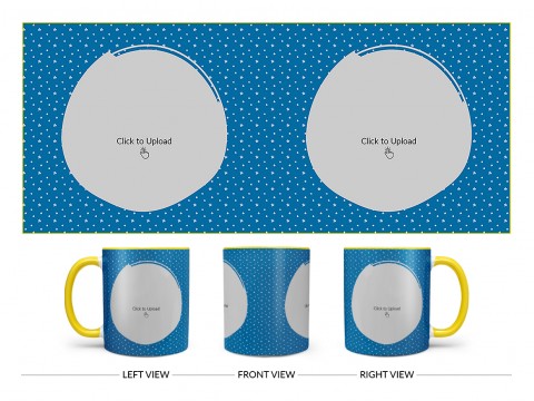 Dark Blue Background With Stars Pattern Design On Dual Tone Yellow Mug