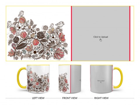 Artisic Design On Dual Tone Yellow Mug