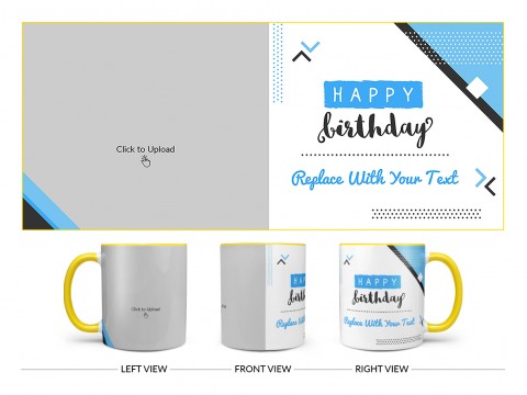 Happy Birthday Design On Dual Tone Yellow Mug