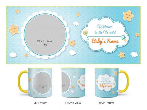 Welcome To The World Design On Dual Tone Yellow Mug