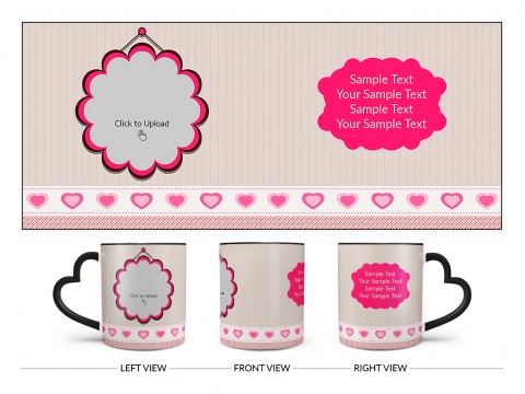 Vintage Background With Flower Shape Pic Upload Design On Love Handle Dual Tone Black Mug