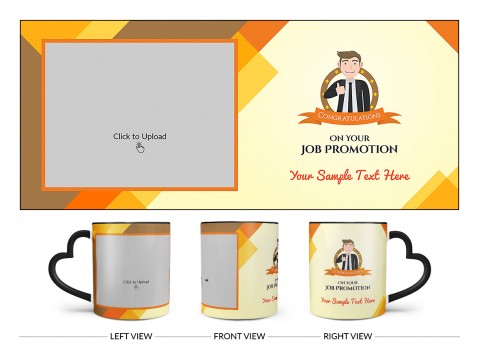 Congratulations For Your Job Promotion Design On Love Handle Dual Tone Black Mug