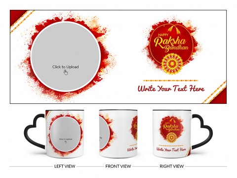Happy Rakshabandan Design On Love Handle Dual Tone Black Mug
