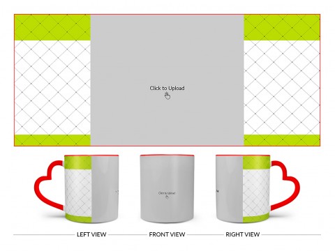 Green borders With Dotted Line Background Design On Love Handle Dual Tone Red Mug