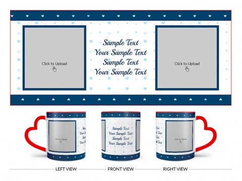 Dark Blue Love Symbols borders With Love Symbol Background Design On Love Handle Dual Tone Red Mug