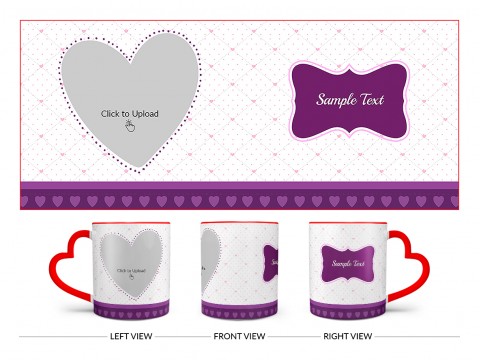 Love Symbol Pic Upload With Dotted border Design On Love Handle Dual Tone Red Mug