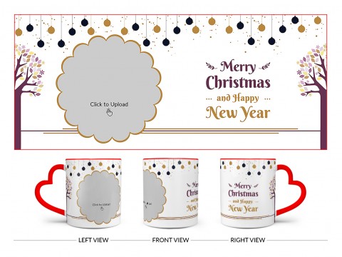 Merry Christmas And Happy New Year Design On Love Handle Dual Tone Red Mug