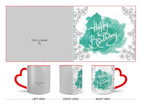 Happy Birthday Daddy With Big Pic Upload Design On Love Handle Dual Tone Red Mug