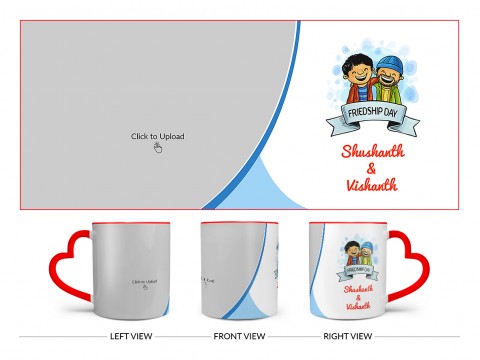 Friendship Day Design On Love Handle Dual Tone Red Mug