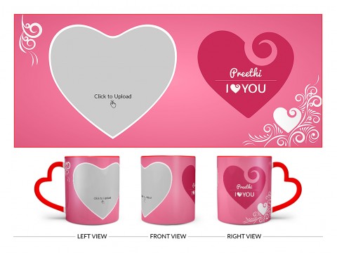 I Love You Design On Love Handle Dual Tone Red Mug