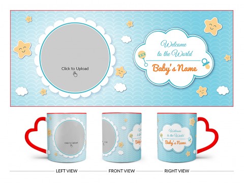 Welcome To The World Design On Love Handle Dual Tone Red Mug