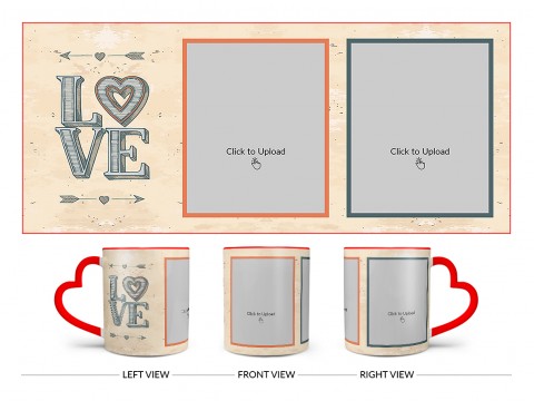 Vintage Background With Love Text Design On Love Handle Dual Tone Red Mug