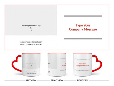 Company Mug With Custom Message Design On Love Handle Dual Tone Red Mug