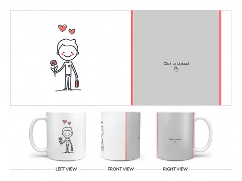 Boy Holding Roses Design On Plain white Mug