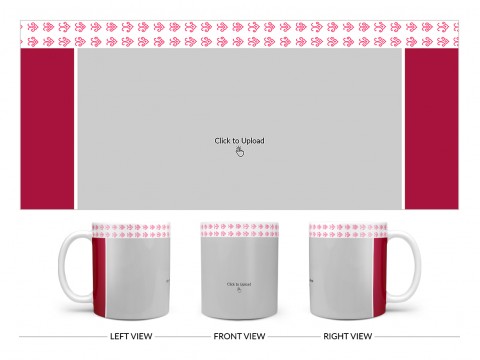 Floral Pattern Top border Design On Plain white Mug