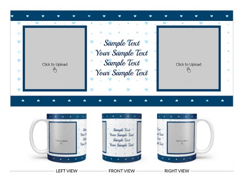 Dark Blue Love Symbols borders With Love Symbol Background Design On Plain white Mug