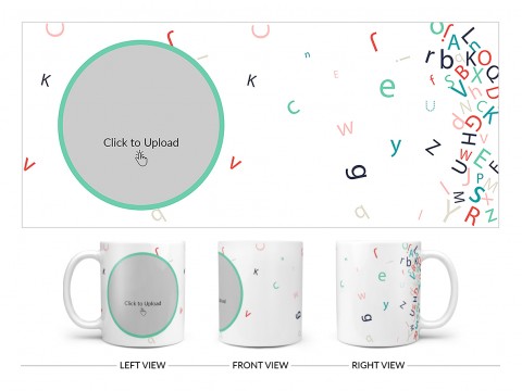 Flying Alphabets With White Background Design On Plain white Mug