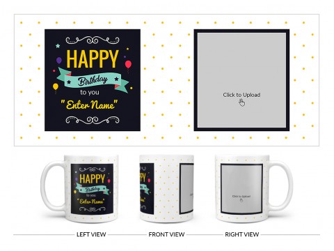 Boy Friend Birthday Yellow Dots Background Design On Plain white Mug