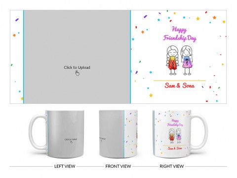 Happy Friendship Day Design On Plain white Mug