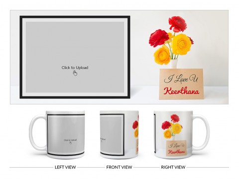 I Love You With Beautiful Roses Design On Plain white Mug