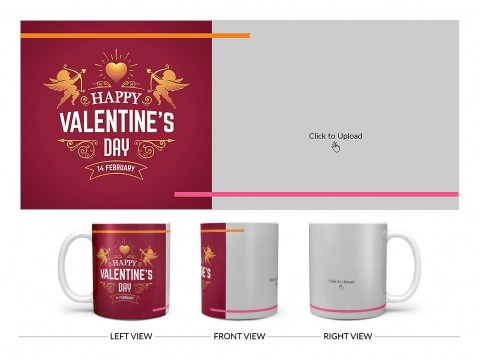 Happy Valentine's Day Design On Plain white Mug