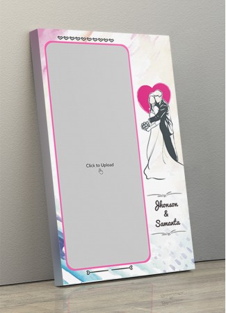 Photo Canvas Frames 10x17 - Water Colors Background With Wedding Couple Design