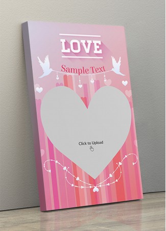 Photo Canvas Frames 10x17 - Pic Upload In Heart Symbol With Love Birds  Design