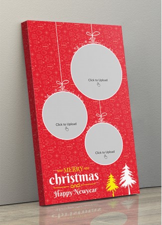  X-Mas and New Year Red Color Portrait Canvas Frame - 10 x 17 Size