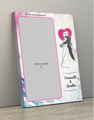 Photo Canvas Frames 12x17 - Water Colors Background With Wedding Couple Design