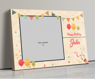 Photo Canvas Frames 14x10 - Birthday Wishes With Pennants And Balloons Design