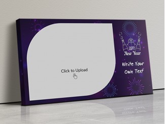Happy New Year Violet Color Landscape Canvas Frame - 17x10 Size