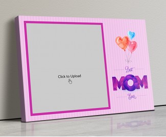 Photo Canvas Frames 17x12 - Best Mom Ever Quotation with water color Heart Balloons Design