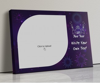 Happy New Year Violet Color Landscape Canvas Frame - 17x12 Size