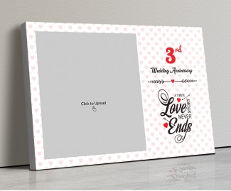 Photo Canvas Frames 20x14 - Love Story Never Ends Quotation With Heart Border Design