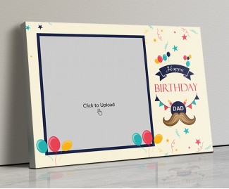 Photo Canvas Frames 20x14 - Happy Birthday Dad With Confetti Background Design