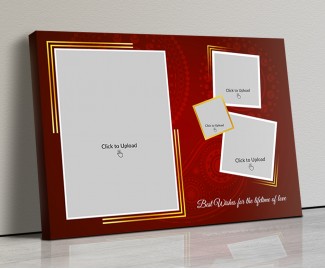 Photo Canvas Frames 20x14 - Maroon Background With Golden Frame Design