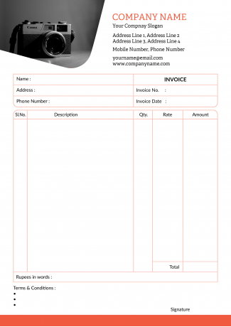 Photography Bill Book Design