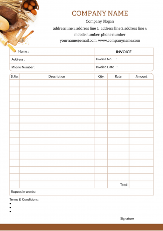Bakery  Bill Book Design