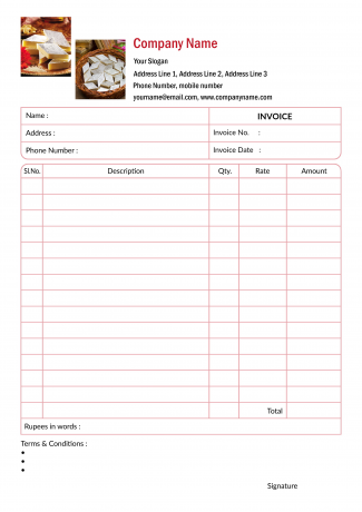 Sweet Shop Bill Book Design