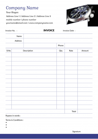 Watch Shop Bill Book Design