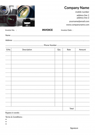 Photgrapher Bill Book Design