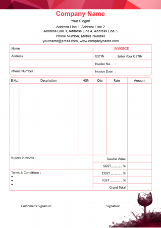 Bar & Restaurant Bill Book