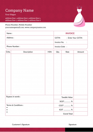 Garment Bill Book