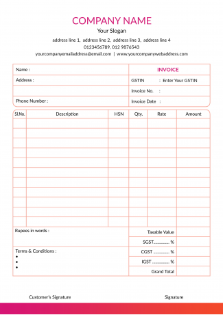 Premium Pink Bill Book