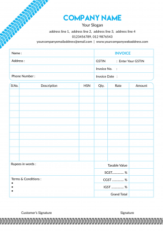 Tyre Dealers Bill Book