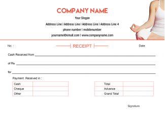 Yoga Trainer Receipt Design