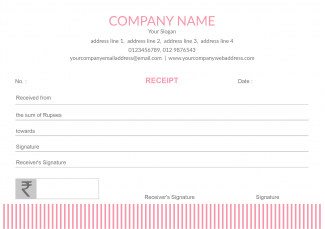 Pink Stripes Receipt Book