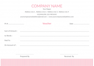 Pink Stripes Voucher Book